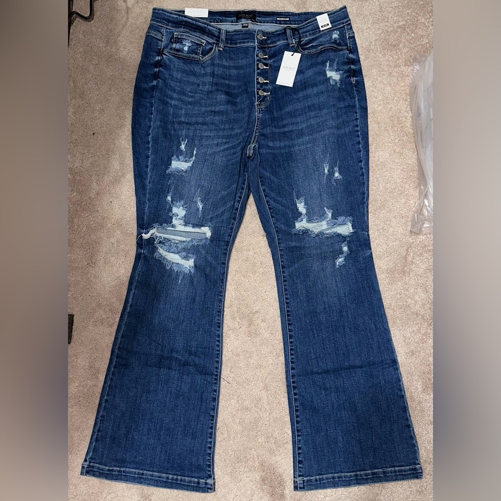 Judy Blue Button Fly Distressed Jeans